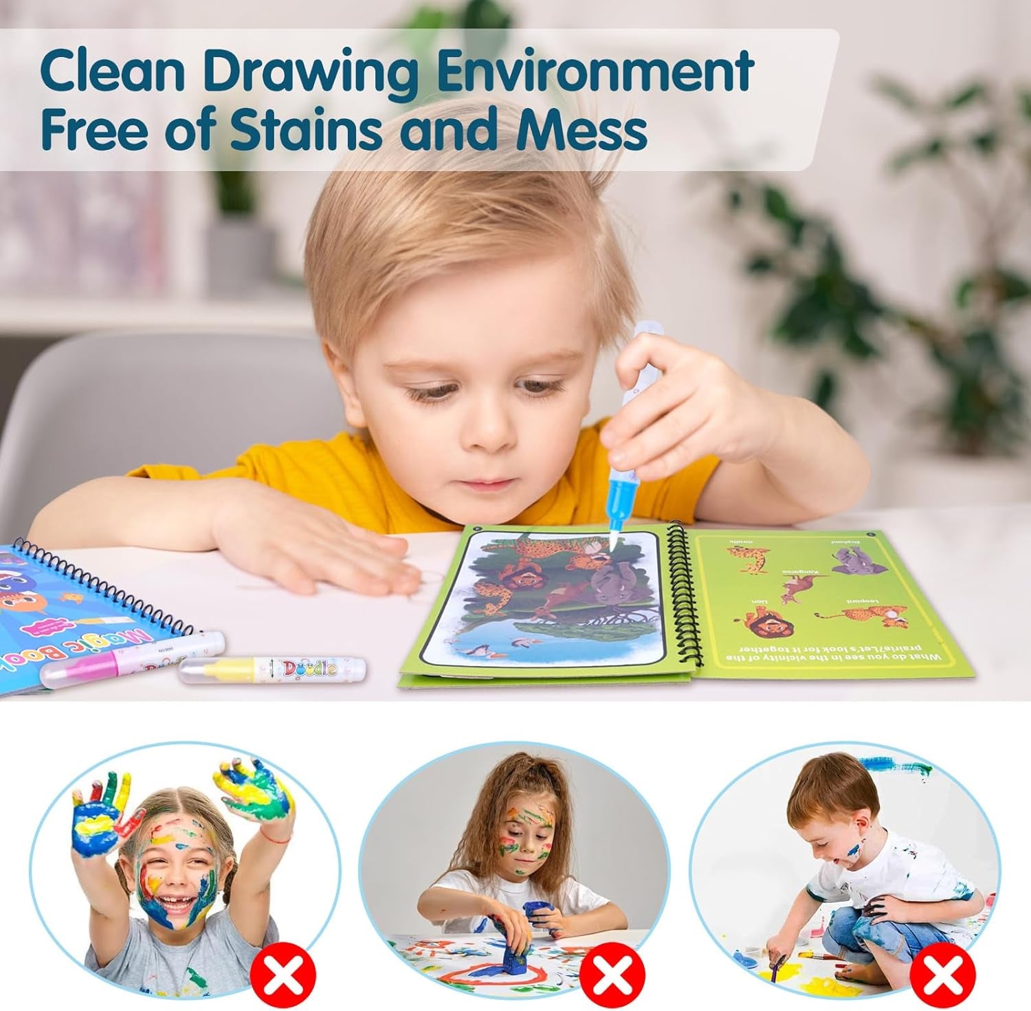 Magic Water Coloring Book (conjunto de 6 peças)