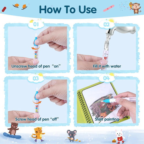 Magic Water Coloring Book (conjunto de 6 peças)